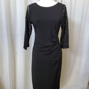 Christopher & Banks Black Dress Lace Sleeve Sz 4